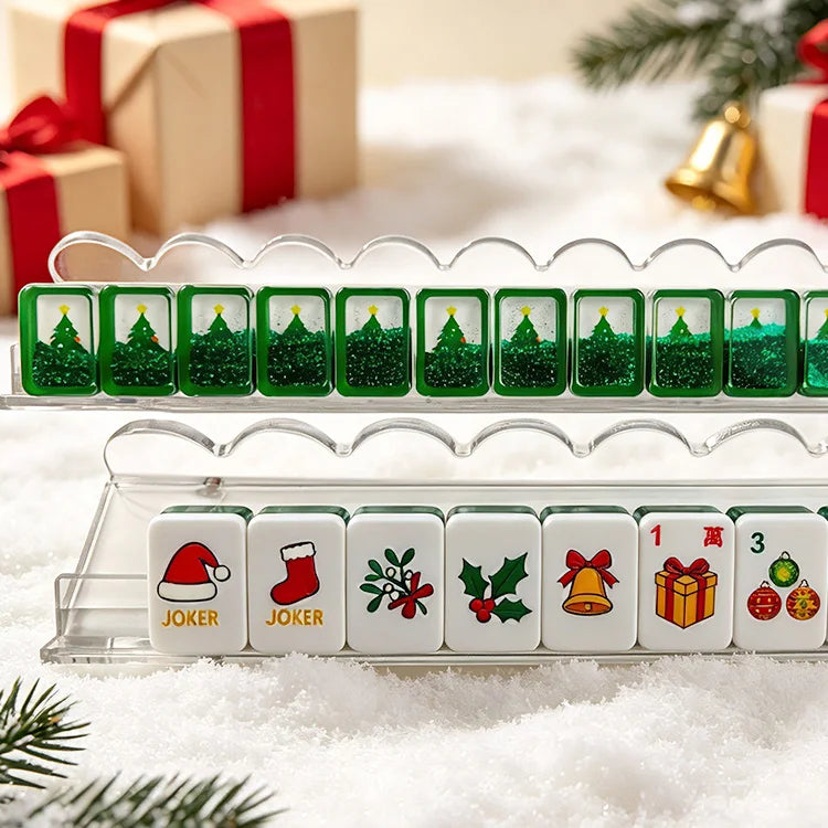 Christmas Green Glitter American Mahjong Set β 160 Tiles