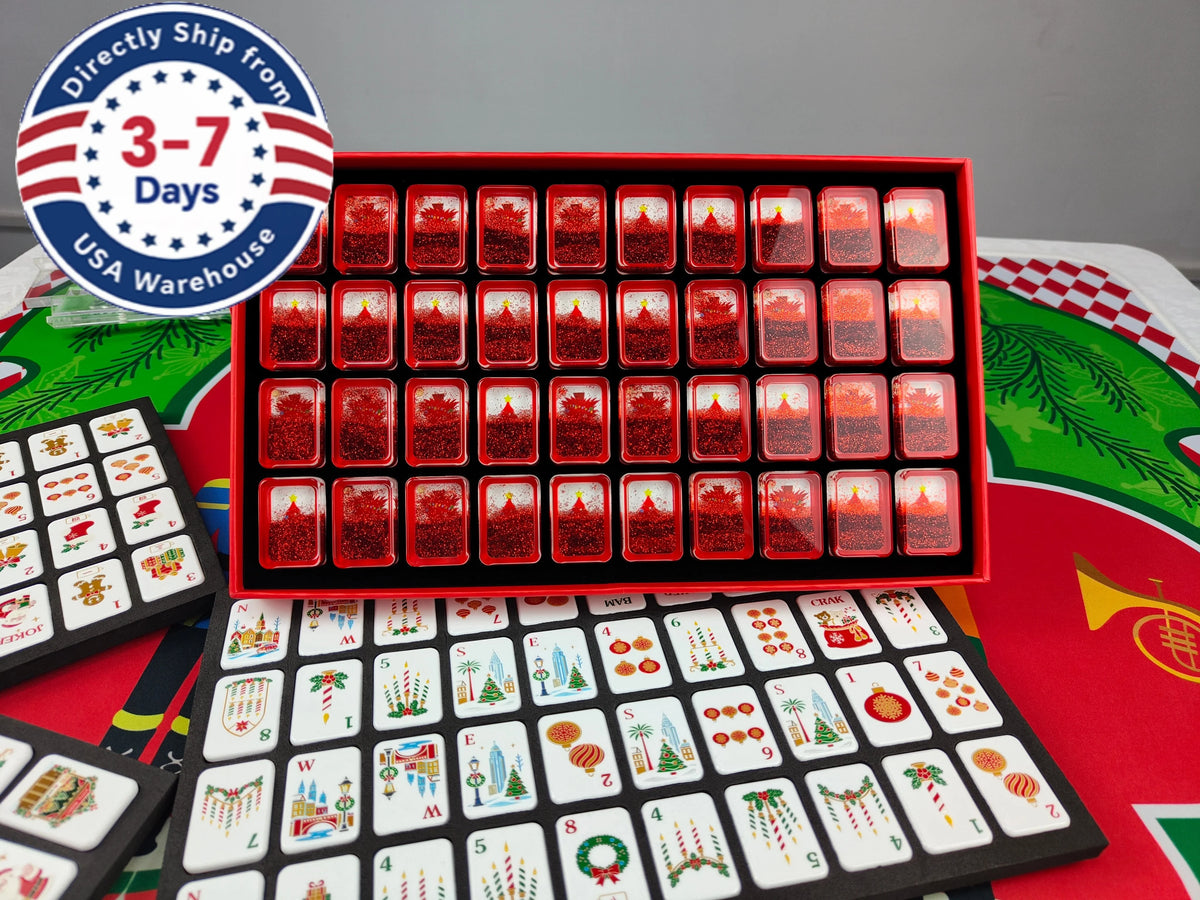 Christmas Red Glitter American Mahjong Set — 160 Tiles