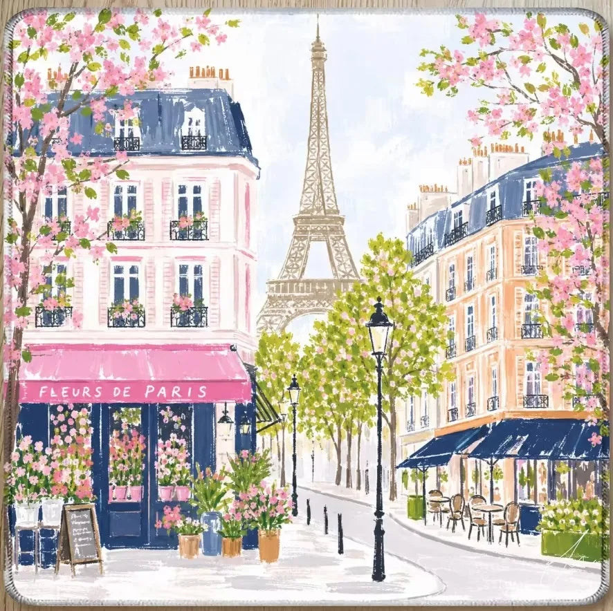 Paris Eiffel Tower Floral Mahjong Mat