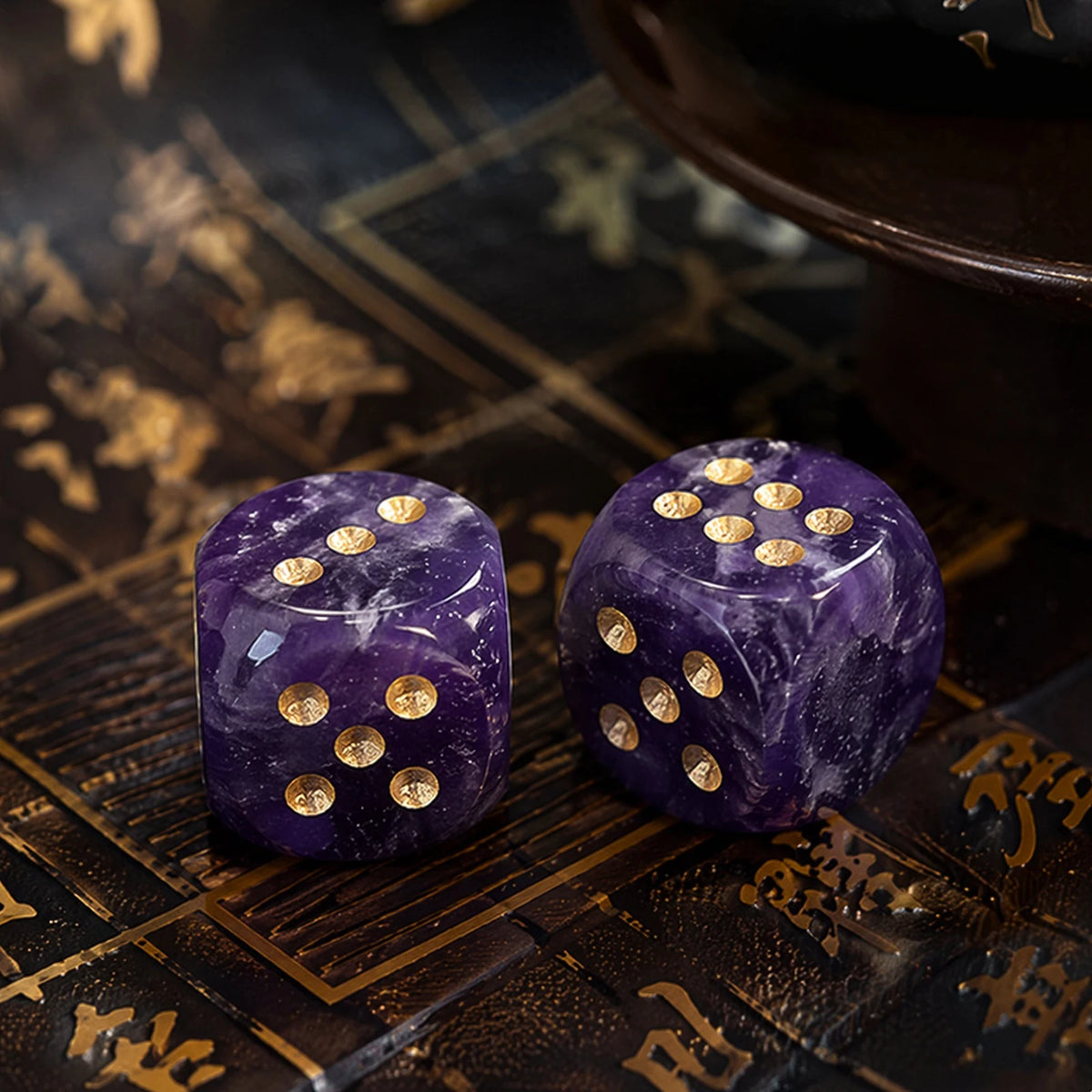 Natural Gemstone Mahjong Dice - Set of 6