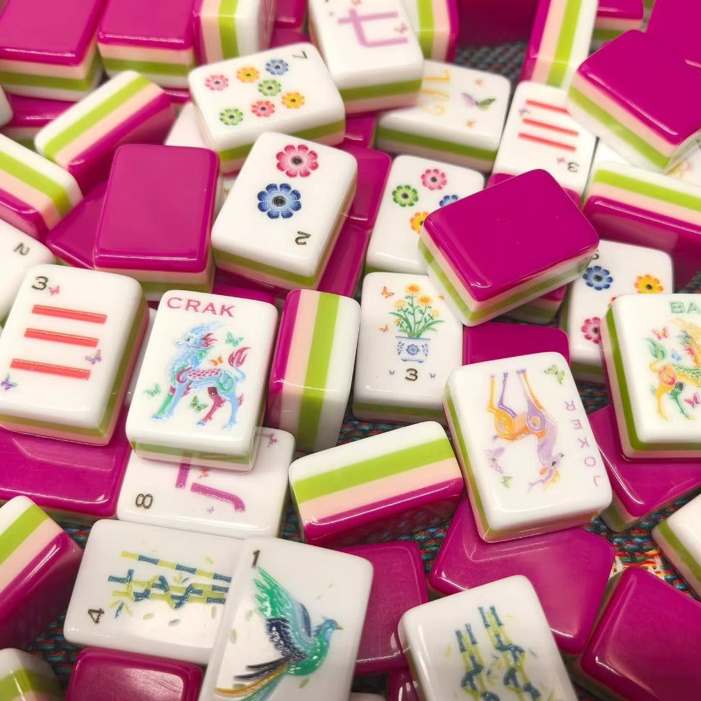 Pink Peony American Mahjong Set — 160 Tiles