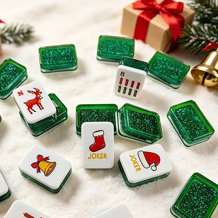 Christmas Green Glitter American Mahjong Set – 160 Tiles