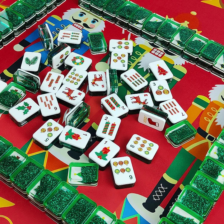 Christmas Green Glitter American Mahjong Set – 160 Tiles
