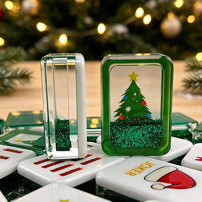 Christmas Green Glitter American Mahjong Set – 160 Tiles