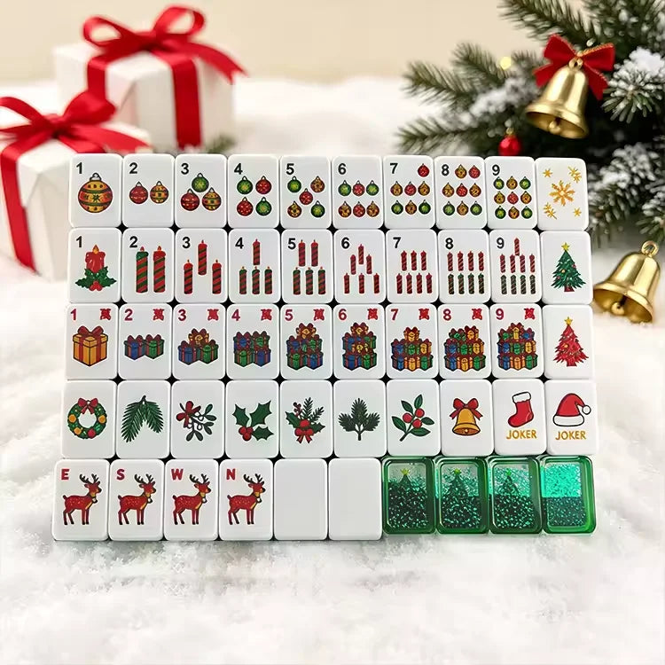 Christmas Green Glitter American Mahjong Set – 160 Tiles