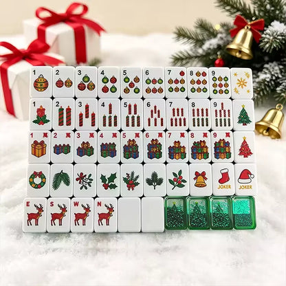 Christmas Green Glitter American Mahjong Set – 160 Tiles