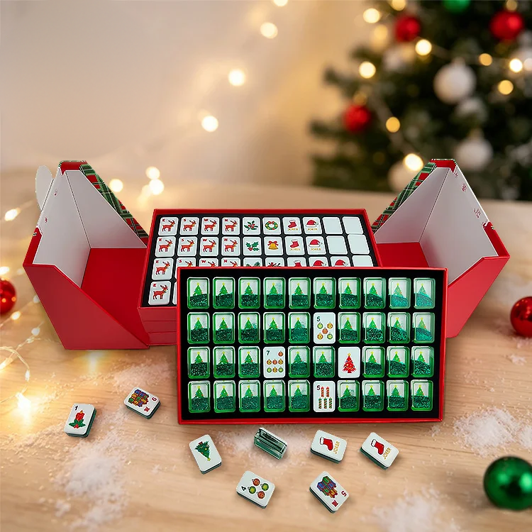 Christmas Green Glitter American Mahjong Set – 160 Tiles