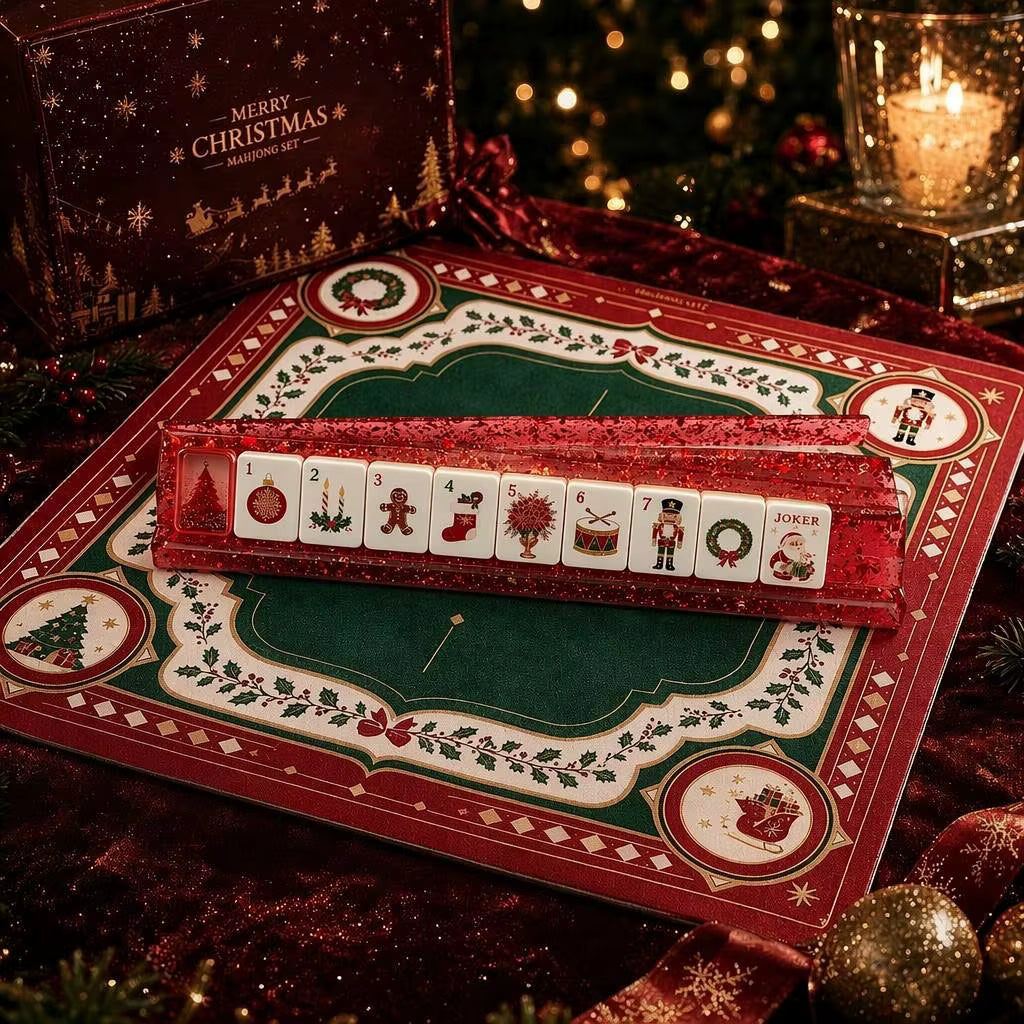Christmas Holly American Mahjong Mat – Red & Green