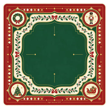 Christmas Holly American Mahjong Mat – Red & Green