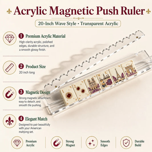 Transparent Acrylic Magnetic Push Ruler - 20-Inch