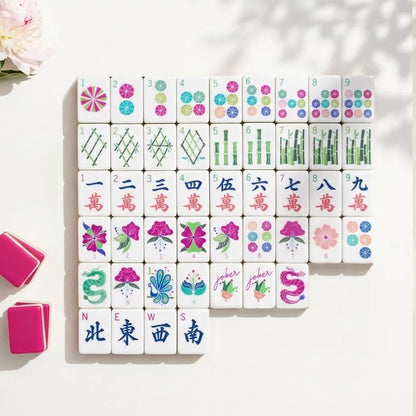 Pink Peony American Mahjong Set — 160 Tiles