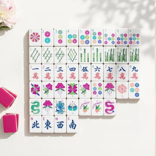 Pink Peony American Mahjong Set — 160 Tiles