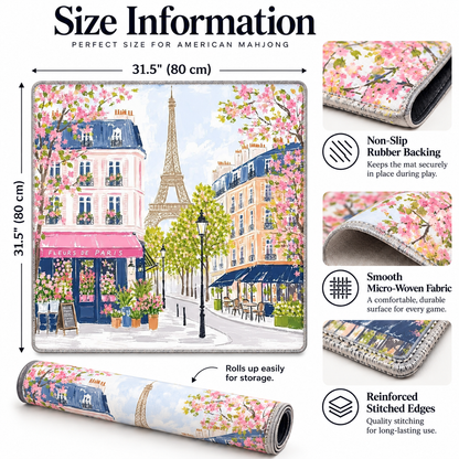 Paris Eiffel Tower Floral Mahjong Mat