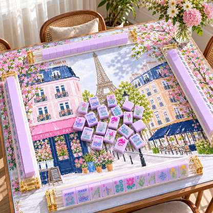 Paris Eiffel Tower Floral Mahjong Mat