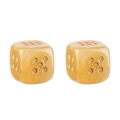Natural Gemstone Mahjong Dice - Set of 6
