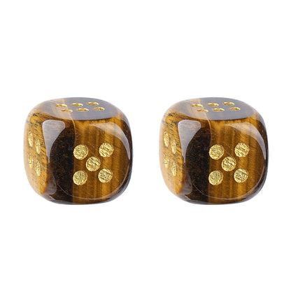 Natural Gemstone Mahjong Dice - Set of 6