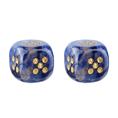 Natural Gemstone Mahjong Dice - Set of 6