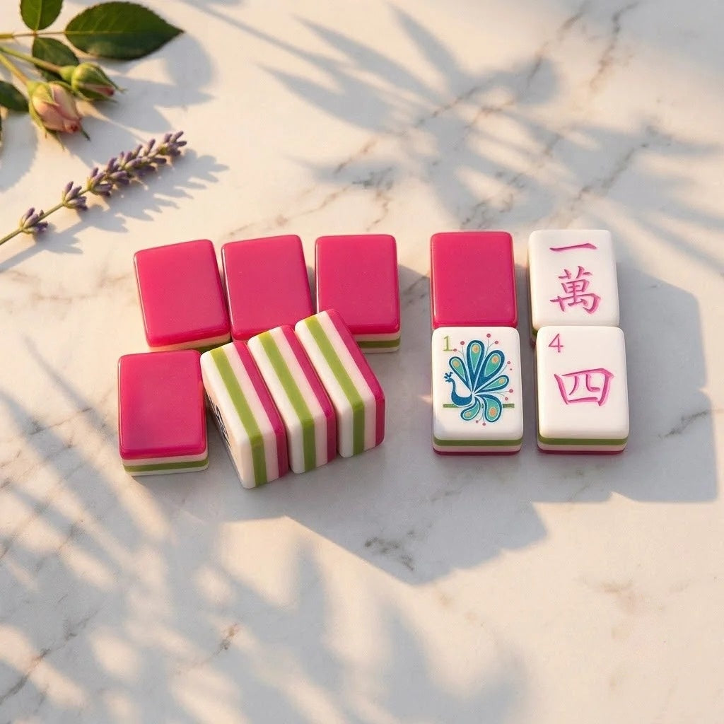 Pink Peony American Mahjong Set — 160 Tiles